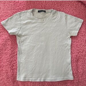 Brandy Melville Cream Fitted Short Sleeve Tee